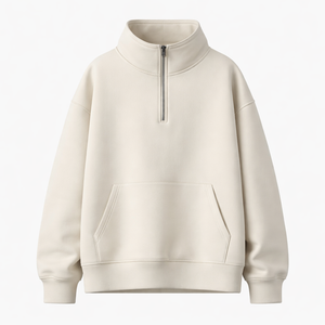 Wholesale Custom Oversized Quarter <b>Zip</b> Hoodie 100% Cotton - OEM Manufacturer in Bulk - Product Image 1
