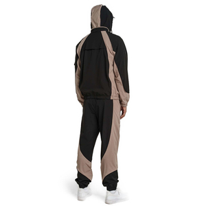 Conjunto Deportivo con Capucha para Hombre, Diseño Color Block, Manga Larga, Cierre Frontal con Cremallera, Bolsillos, Transpirable, Ropa Deportiva para Otoño - Product Image 2