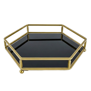 ถาดเสิร์ฟตกแต่งทรงยุโรปสมัยใหม่คุณภาพสูง ผลิตจากโลหะ กระจกเงา และสแตนเลสสตีล - Product Image 2