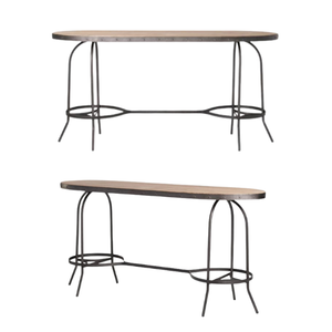 Table à manger en bois de forme ovale, table de bistrot, table basse, bureau avec pieds en métal au design contemporain, meubles pour la maison - Product Image 2