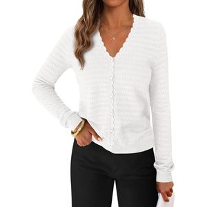 Suéter Cárdigan Floral Ligero para Mujer Prettypetarden, Moda Otoño 2025, Cómodo, Manga Larga, Cuello en V con Botones, Tejido Suave - Product Image 1