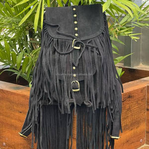 Usine En Gros Femmes Voyage Sac À Dos En Cuir De Vachette Daim Grand Frange Sacs À Dos Classique Boho Western Cordon Sacs À Dos - Product Image 5