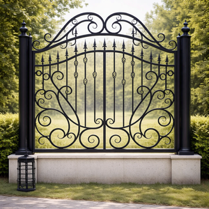 Panneau de clôture extérieur en métal, clôture de jardin en fer forgé, clôture en acier durable pour l'extérieur, design décoratif, résistant à la rouille - Product Image 1