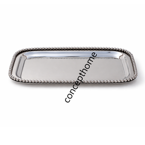 Bandeja Decorativa Rectangular de Metal Plateado, Ecológica, Hecha a Mano, para Comida, Bebidas y Desayuno, Apta para Lavavajillas, Duradera - Product Image 1