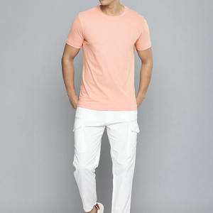 T-shirt en coton pour homme, doux, respirant, uni, décontracté, pour le sport et les activités de plein air, effet délavé - Product Image 1