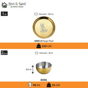 Ensemble Pooja Thali en acier inoxydable avec décoration de fête élégante en PVD doré Shiv pour festivals et cérémonies - Product Image 3