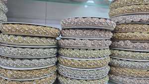 <b>Indian</b> Ethnic Beads Embroidery Golden Lace Polyester Metallic Washable From Gujarat Deals in Wholesale - Product Image 6