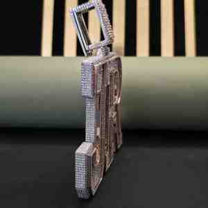 Pendentif Hip Hop entièrement serti de diamants de laboratoire, en acier inoxydable plaqué platine, DOPE JEWELLS, 30,58 CT, personnalisé, unisexe - Product Image 4