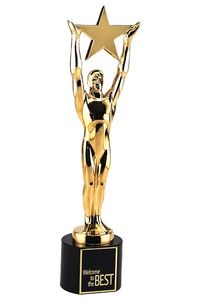 Trofeo Estrella Dorada de Mujer en Tendencia con Base de Madera, Premio de Reconocimiento Premium para Logros, Ceremonia Corporativa, Regalo Personalizado de Primera Calidad - Product Image 4