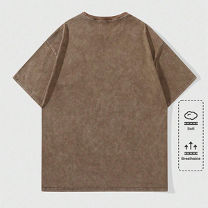 เสื้อยืดโอเวอร์ไซส์ทรงหลวมสำหรับผู้ชายและผู้หญิง ล้างสีแบบแอซิดวอช ผลิตจากผ้าคอตตอนผสม รับผลิตตามสั่ง สำหรับขายส่ง - Product Image 2