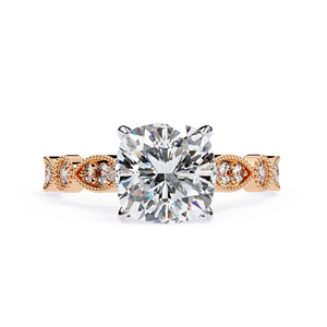 2.50ct Cushion Brilliant Cut E VVS Lab Grown Diamond IGI Certified 14K Solid Rose Gold Trendy <b>Solitaire</b> Engagement <b>Ring</b> - Product Image 3
