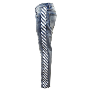Wholesale Men Vintage Light Premium Denim Jeans Streetwear Straight Fit Distressed Casual Pants Trendy Y2K Summer Solid Front - Product Image 3