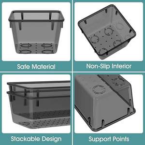 Makeup Jewelry Vanity and Office 21 Piece Black Modular Drawer Organizer Trays Multipurpose Stackable Acrylic Storage <b>Bins</b> - Product Image 3