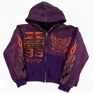 Sweat à capuche zippé en molleton avec impression numérique graphique personnalisée, motif uni, décontracté, respirant, coupe-vent, séchage rapide, hiver, coupe oversize - Product Image 3