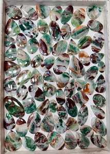 Lote al por mayor de gemas sueltas de ágata natural de fantasía, cabujones de formas y tamaños variados, con patrón verde y marrón, para la fabricación de joyas. - Product Image 4