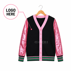 เสื้อคาร์ดิแกนแขนยาวปักเลื่อมสีดำชมพูระบายอากาศได้ดี พร้อมโลโก้แบบกำหนดเองของชมรมพี่น้องสตรี Cosh International Sisterhood Sorority - Product Image 1