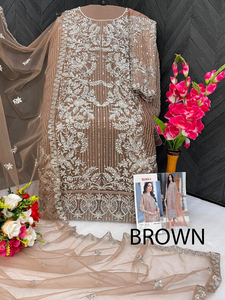 Vente flash - Design exclusif - Salwar Kameez en organza lourd brodé - Polyester - Vêtements de fête - Haute qualité - Prêt-à-porter pour femmes - Product Image 4