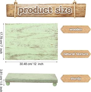 Support de plateau de cuisine vert en bois massif naturel, plateau décoratif pour savon et éponge de salle de bain, piédestal rectangulaire rustique en bois pour bougies et plantes - Product Image 3