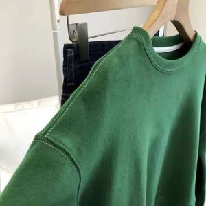 Sweat-shirt oversize pour femme, col rond, couleur unie, épaules tombantes, manches longues, en coton tricoté, pour l'hiver, avec badge - Product Image 4