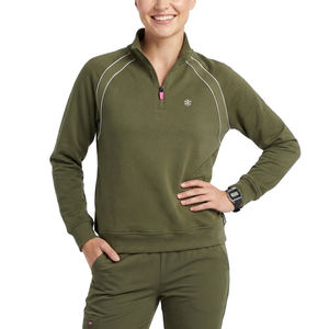 Blousons de travail en molleton pour femmes, personnalisables OEM, avec fermeture éclair quart, col montant et ourlet côtelé, pour la vente en gros - Product Image 1