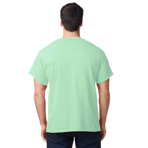 Camiseta de algodón para hombre, informal, de manga corta, cuello redondo, suave, cómoda, básica, lisa, a la moda, color menta. - Product Image 3