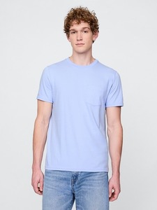 T-shirt en jersey pour homme, bleu clair uni, col rond, manches courtes, 100% coton biologique/100% polyester, coupe ample, imprimé devant, 200 grammes - Product Image 1