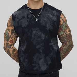 Camiseta sin mangas deportiva de diseño lavado para hombre, estilo vintage, jersey corto, venta al por mayor, ropa urbana, ajuste regular, transpirable, de secado rápido - Product Image 4