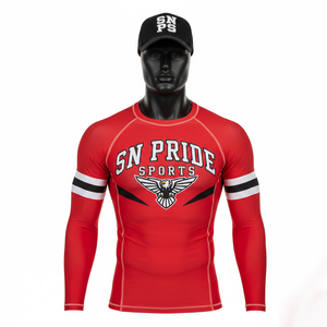 Rashguard MMA personnalisé de qualité supérieure, manches longues, UPF50+, logo frontal, respirant, Spandex/Nylon, unisexe, prix de gros, couleur personnalisée - Product Image 1