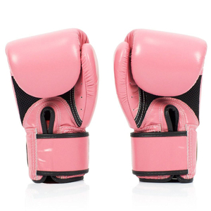 Guantes de Boxeo Fairtex Profesionales de Primera Calidad para Entrenamiento y Sparring de Muay Thai, con Correa, Color Rosa y Negro, Cuero Original, OEM - Product Image 3