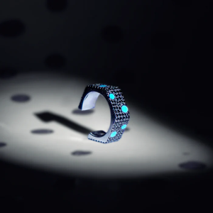 Dotted Hex Nut Inspired Studded Ring in Sterling Silver with European Cut <b>Stones</b> and Hand <b>Painted</b> Polka Detailing Luxury Design - Product Image 3