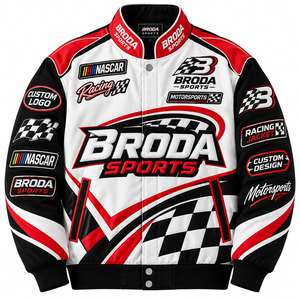 Custom <b>NASCAR</b> racing <b>jacket</b> with BRODA SPORTS branding, premium patches custom logos racing graphics and private-label design - Product Image 1