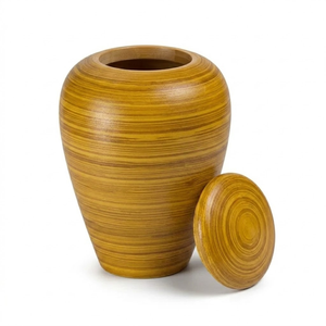 Urne funéraire artisanale en bambou tressé écologique pour cendres d'animaux de compagnie, urne élégante pour cendres, urne commémorative pour crémation, provenant du Vietnam - Product Image 2