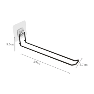Portarrollos de Papel Higiénico Moderno, Minimalista y Ecológico, Autoadhesivo, Sin Necesidad de Perforación, Diseño de Metal Negro para Montar en la Pared del Baño - Product Image 3