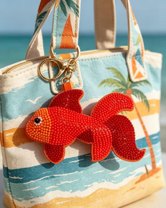 New Beaded Embroidered Marine Animal Keychain Cute Shell Bag Charms Women Handbag Accessories Gift - Product Image 6