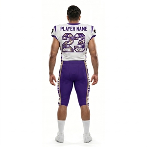 Ensemble d'uniformes de football américain personnalisés sublimés blancs pour camouflage numérique, avec short et pantalon d'équipe adulte en Spandex, anti-humidité, OEM - Product Image 2