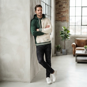 Sweat-shirt à capuche brodé vert et blanc pour homme, en molleton de coton premium, style streetwear, avec logo personnalisé, vente en gros, tendance - Product Image 5