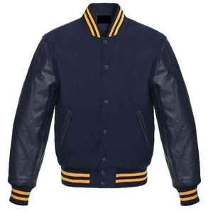 Veste varsity pour homme, noire, matelassée, en coton/polyester, séchage rapide, respirante, hiver, décontractée, motif uni, sans capuche, style 2027 - Product Image 1
