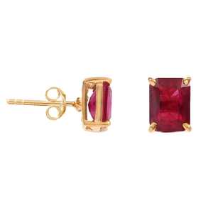 Boucles d'oreilles en rubis du Mozambique, argent sterling 925, plaqué or 14 carats, clous brillants, bijoux fins pour femmes, cadeau - Product Image 2