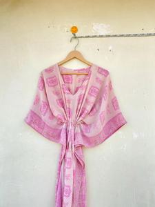 Kaftan de seda reciclada, Kaftan de seda Vintage para mujer, Kaftan de seda hermoso y ligero - Product Image 3