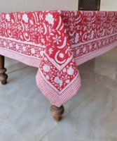Nappe de table Balajee TC-18 en pur coton, faite à la main, imprimée à la main au bloc indien, motif floral, moderne, personnalisée, pour décorations de mariage et de Noël