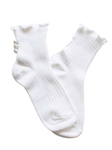 High Quality Ribbed Ruffle Ankle <b>Socks</b> with Decor for Women Soft Cotton Wholesale Made in Vietnam Factory Customizable - Product Image 2