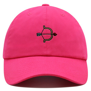 Casquette de baseball rose à 6 panneaux avec logo arc et flèche brodé, unisexe, réglable, décontractée, en sergé de coton pour adulte - Product Image 1