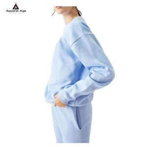 Sweat-shirt classique à col rond en molleton de coton doux, avec patch brodé personnalisé OEM, pour femmes - Product Image 3