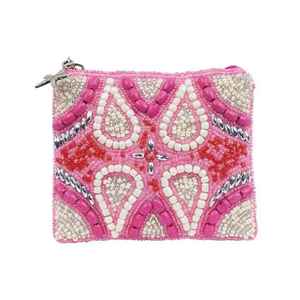 Monedero de alta calidad con cuentas de sandía, bolsa a cuadros rosa, llavero con borla, cartera, tarjetero de cuentas de cristal, porta dinero para mujer - Product Image 3