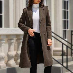 เสื้อโค้ทผ้าขนสัตว์ผสมคุณภาพสูงสำหรับผู้หญิง เสื้อโค้ทขนสัตว์ 70% คุณภาพเยี่ยมสำหรับผู้หญิง เสื้อโค้ทขนสัตว์ยาวทรงหรูพร้อมเข็มขัด - Product Image 4