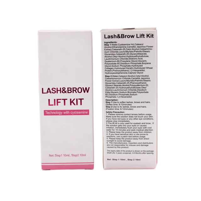 LavaLash Vegan Cysteamine Cream 2-in-1 Lash Brow Lift Tint Kit Temporary Fixing Perming 8-12 Mins Korean Made 10ml/2 Eyelash