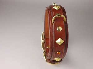 Collar para Perro con Pedrería Marrón, Correa Ancha de Cuero PU para Perros Pequeños - Product Image 3