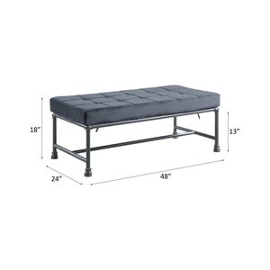 Tabouret et banc ottoman Brantley en velours gris et finition gris sable - Product Image 2