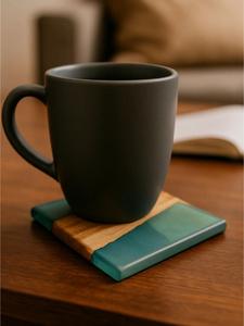 Natural Timber Resin <b>Coaster</b> Set Modern Square Design Decorative Handmade <b>Drink</b> <b>Coasters</b> for Living Room Table and Gift Giving - Product Image 3