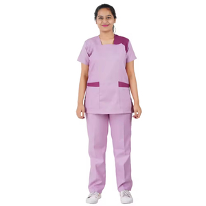 Medical Scrub Uniform <b>Set</b> for <b>Doctors</b> and Nurses Breathable Cotton Blend Hospital Short Sleeve Nursing Scrubs Supplier - Product Image 2